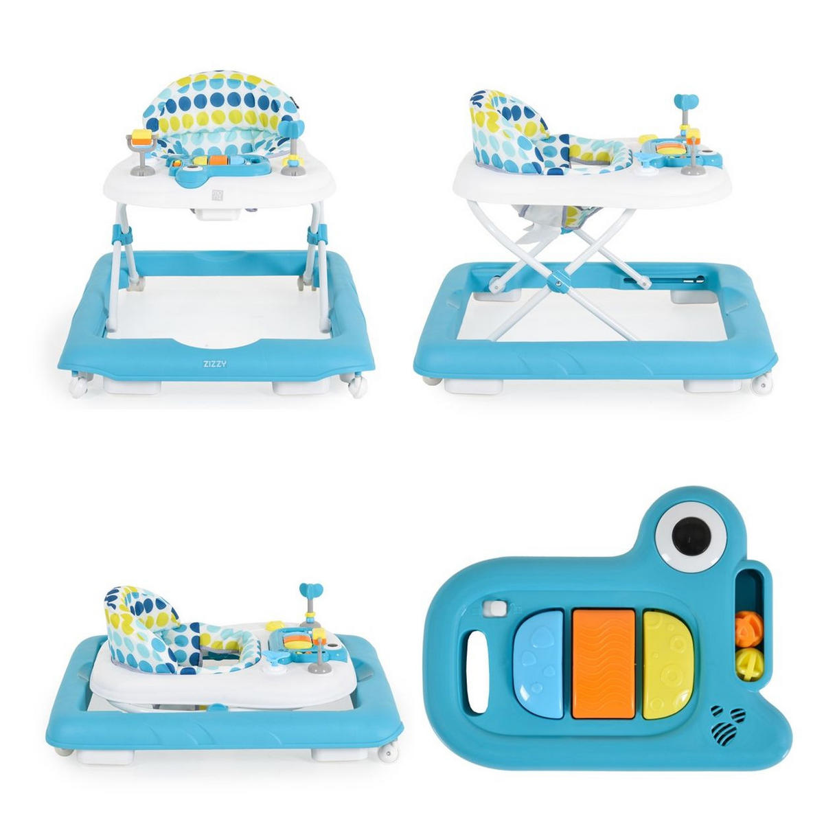 LAUFLERNHILFE Zizzy blau Spielcenter, Musikfunktion, Stopper, höhenverstellbar - Blau, Kunststoff (55/52/69cm) - Moni