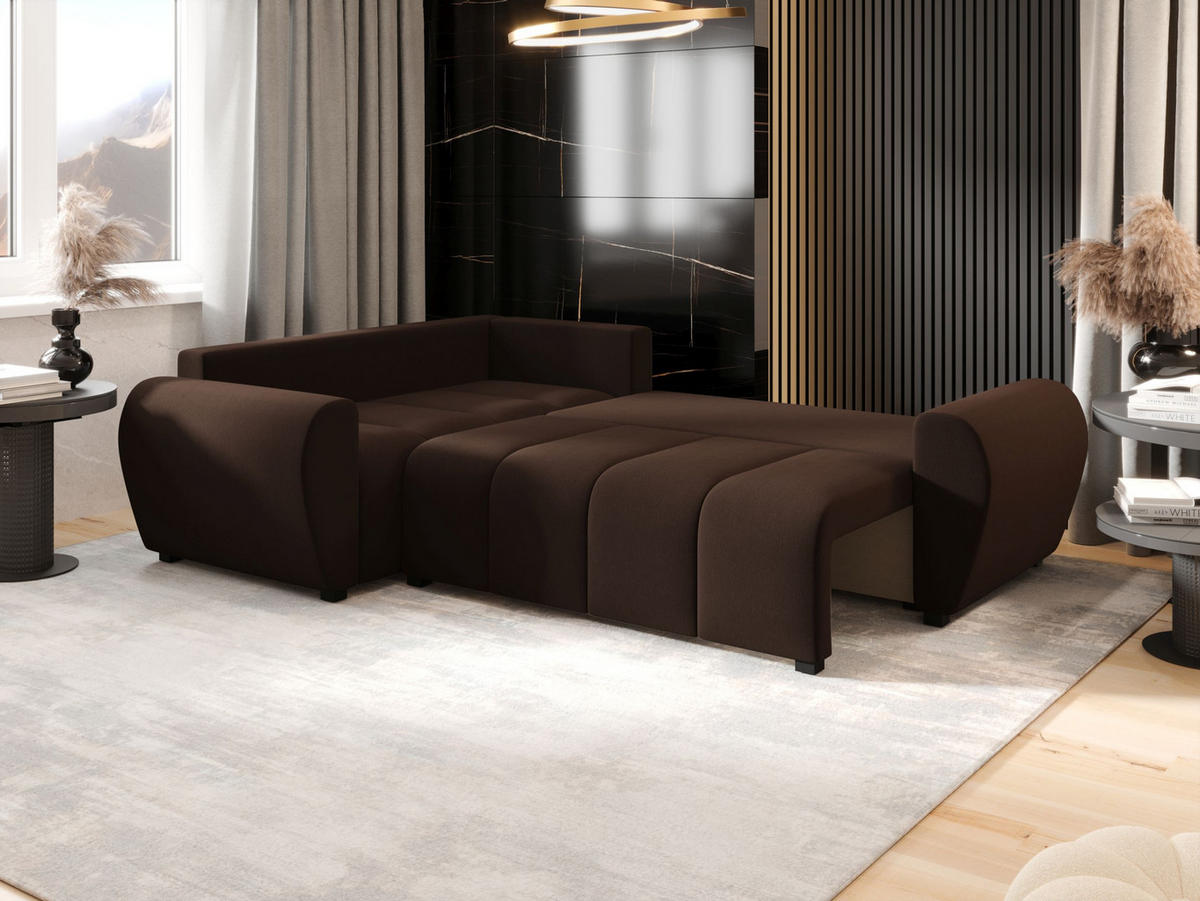 ECKSOFA MOLISA L PLUS Cosmic 800 Links mit Schlaffunktion - Braun, Textil (235/175cm) - Bedante