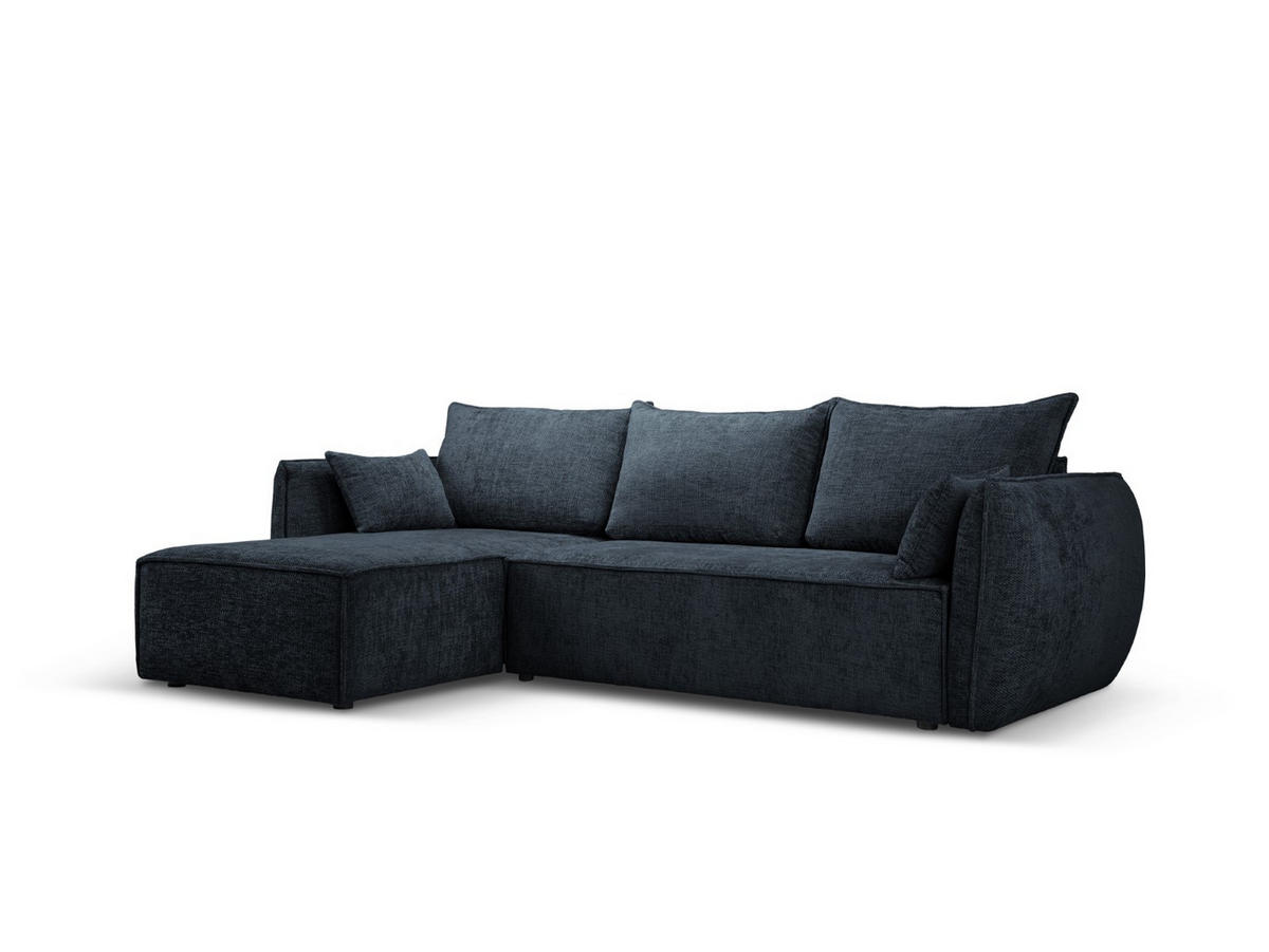 AUSKLAPPBARES-ECKSOFA links mit Container Kaelle aus Chenille-Stoff königsblau 4 Sitzplätze - Blau, Textil (165/252cm) - Micadoni