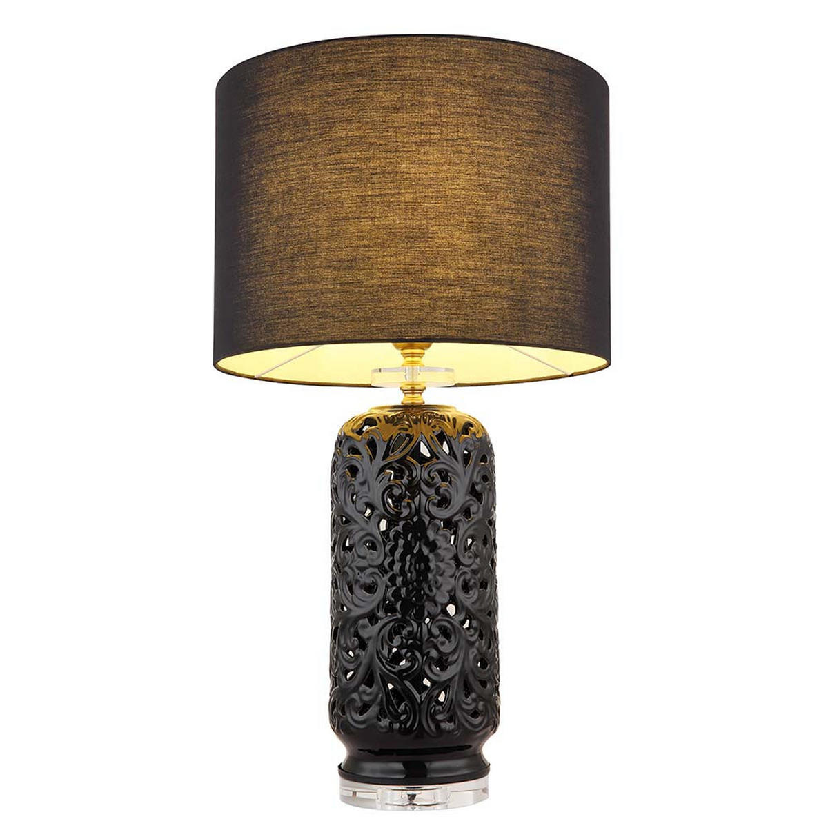 LED TISCHLEUCHTE Keramik Schwarz Textil - Schwarz, Textil (40/40/71cm) - Globo Lighting