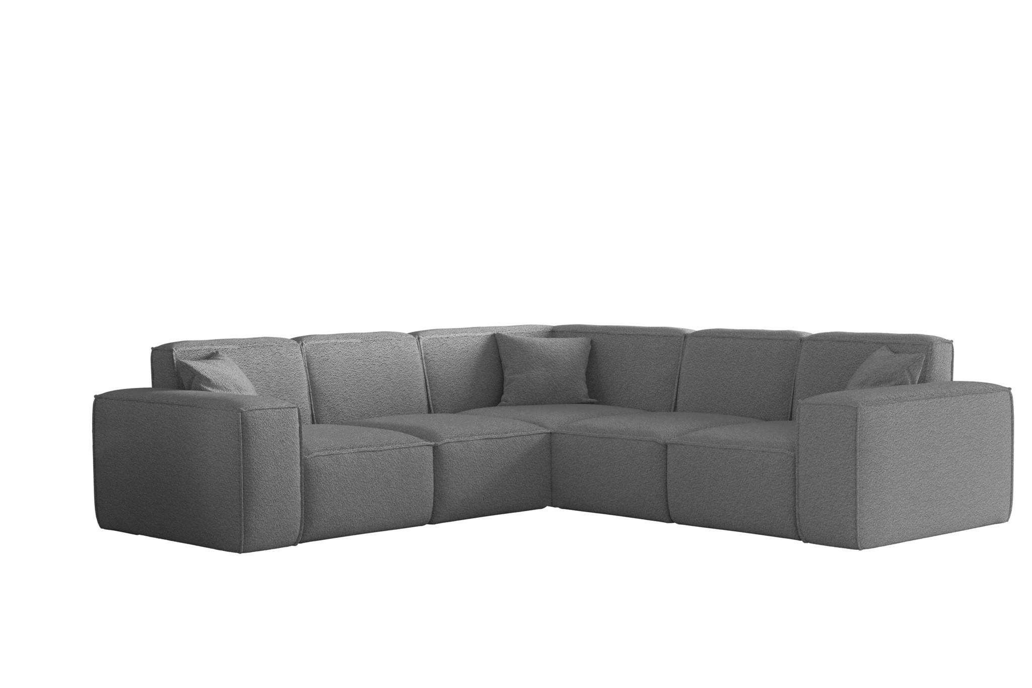 ECKSOFA Univ Celes Premium Ascot Bukla - Grau, Holzwerkstoff/Textil (246/246cm) - Fun Möbel