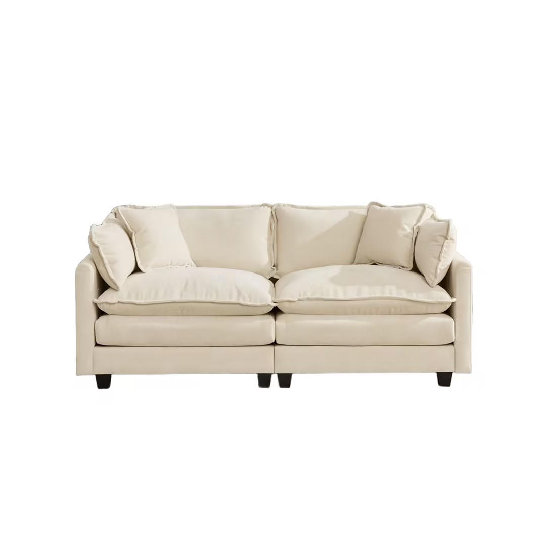 2-SITZER-SOFA aus Chenille mit modularem Design, beige - Beige, Textil (75/84/198cm)