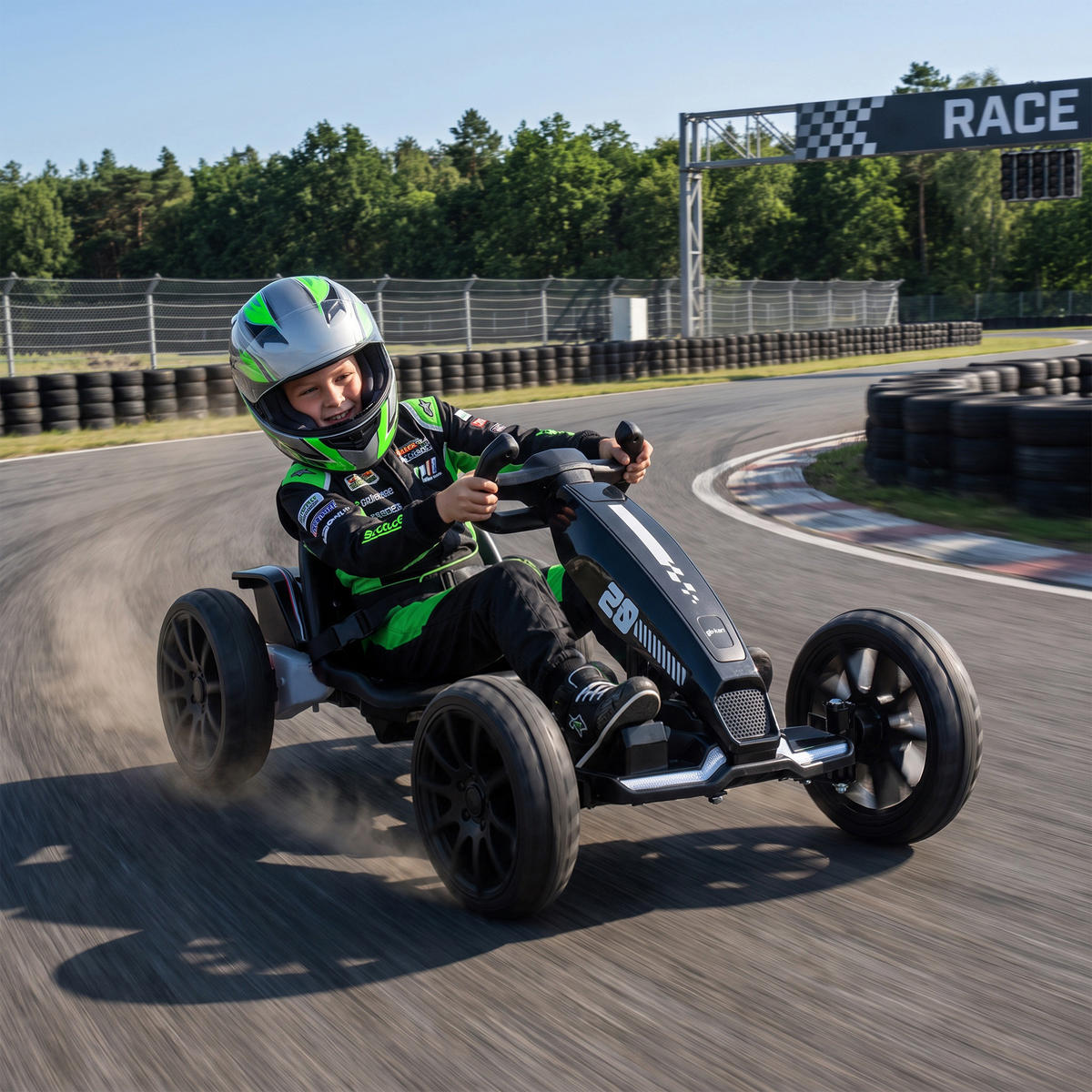 KINDER-GOKART Stahl EVA Schwarz - Schwarz, Metall (98/55.5/46.5cm) - AIYAPLAY