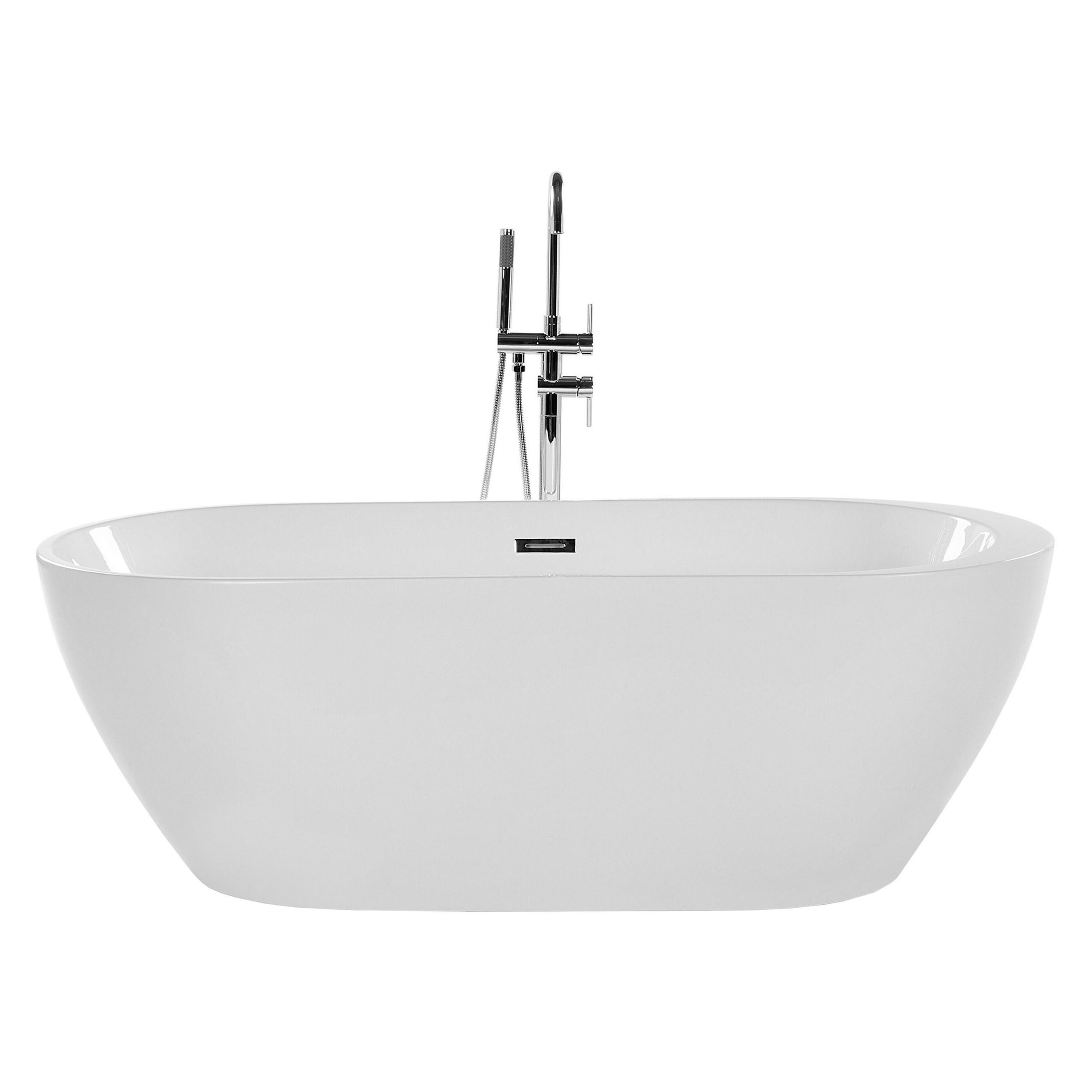 BADEWANNE FREISTEHEND 75x150x58 cm weiß Nevis - Weiß, Kunststoff (75/58/150cm) - Beliani