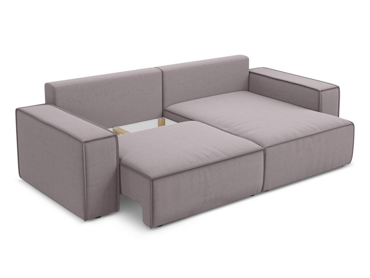 ECKSOFA mit Schlaffunktion Samt Stoff Violett - Lila/Flieder, Kunststoff/Textil (257/148cm) - Makamii