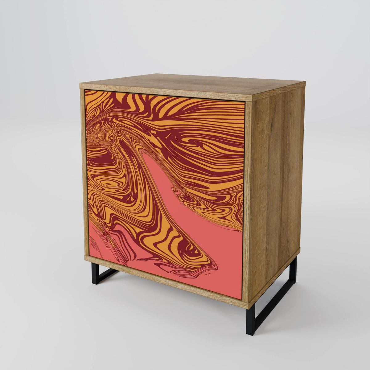 SIDEBOARD FLOATING THOUGHTS, Eichefarben, 57,5x42x75,5 cm, Goldfarbene Metallfüße - Eichefarben/Goldfarben, Holzwerkstoff/Metall (57.5/75.5/42cm) - SpaceRebels