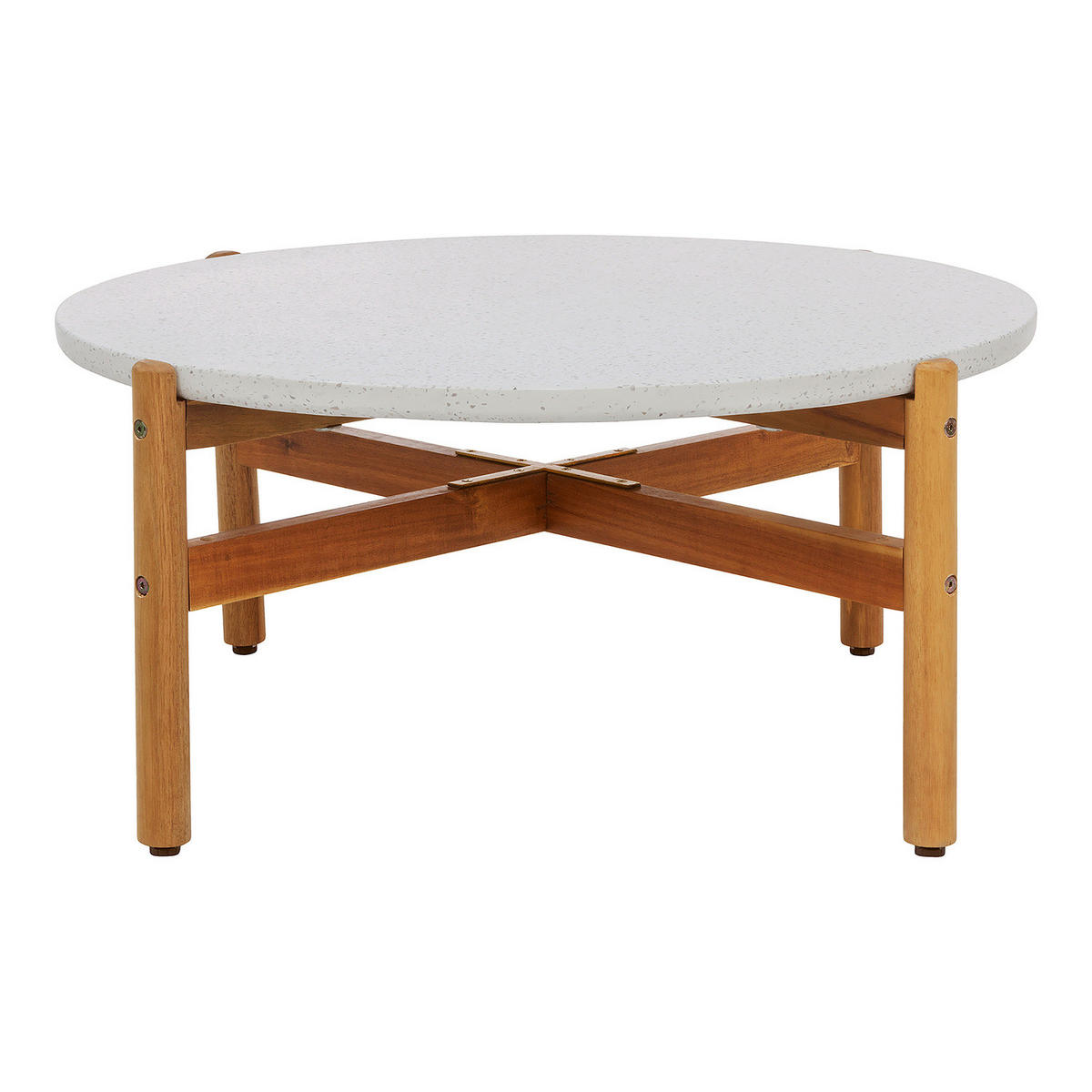 LOUNGETISCH - Braun - Weiß - Beton - 85 x 39 x 85 cm - Weiß/Braun, Holz/Stein (85/85/39cm) - home24