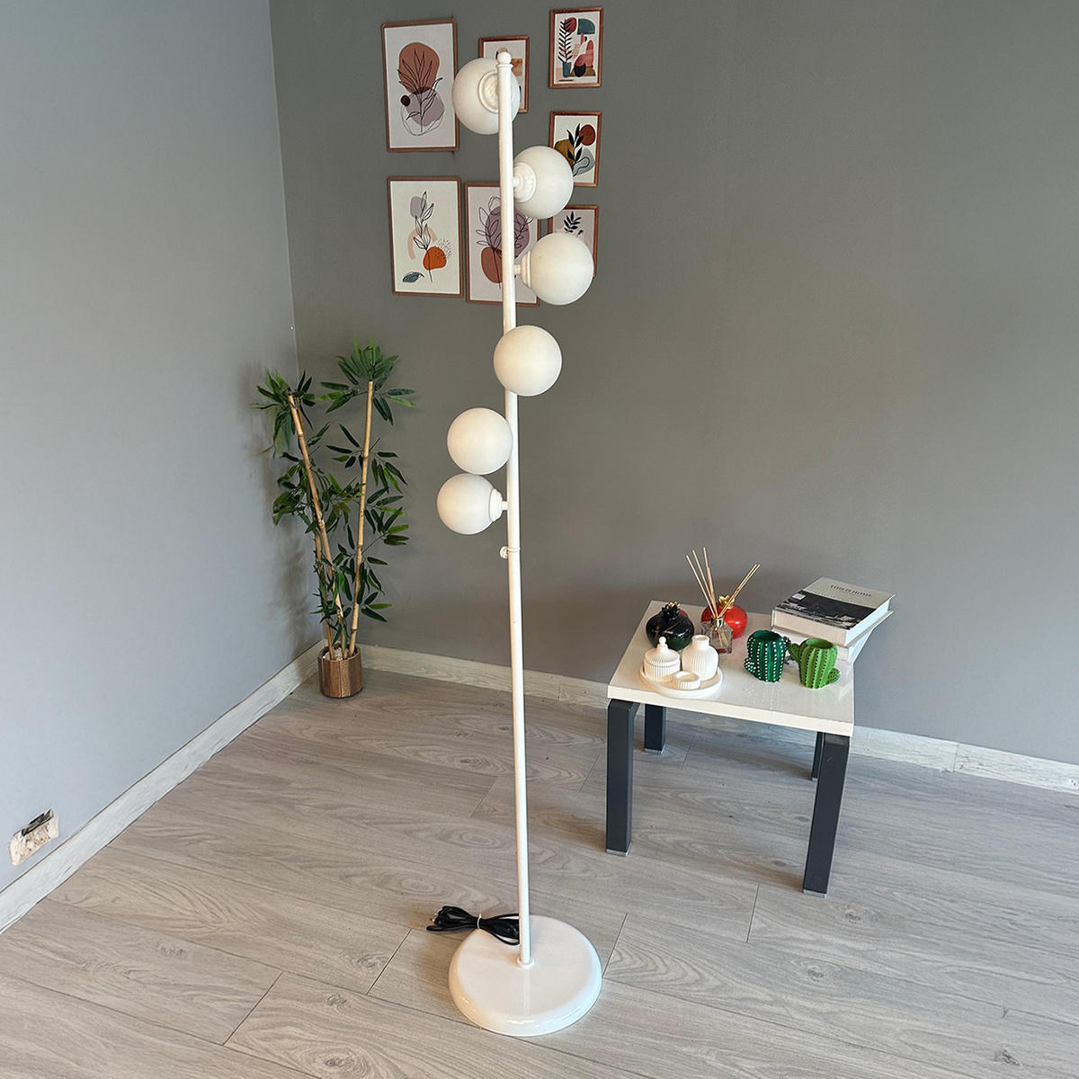 STEHLEUCHTE Orbion 148 Cm - Weiß, Metall (30/30/148cm) - Bamyum
