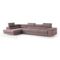 ECKSOFA VICENTE Lila Velours-Stoff mit Schlaffunktion - Lila, Holz (346/202cm) - MASSENO