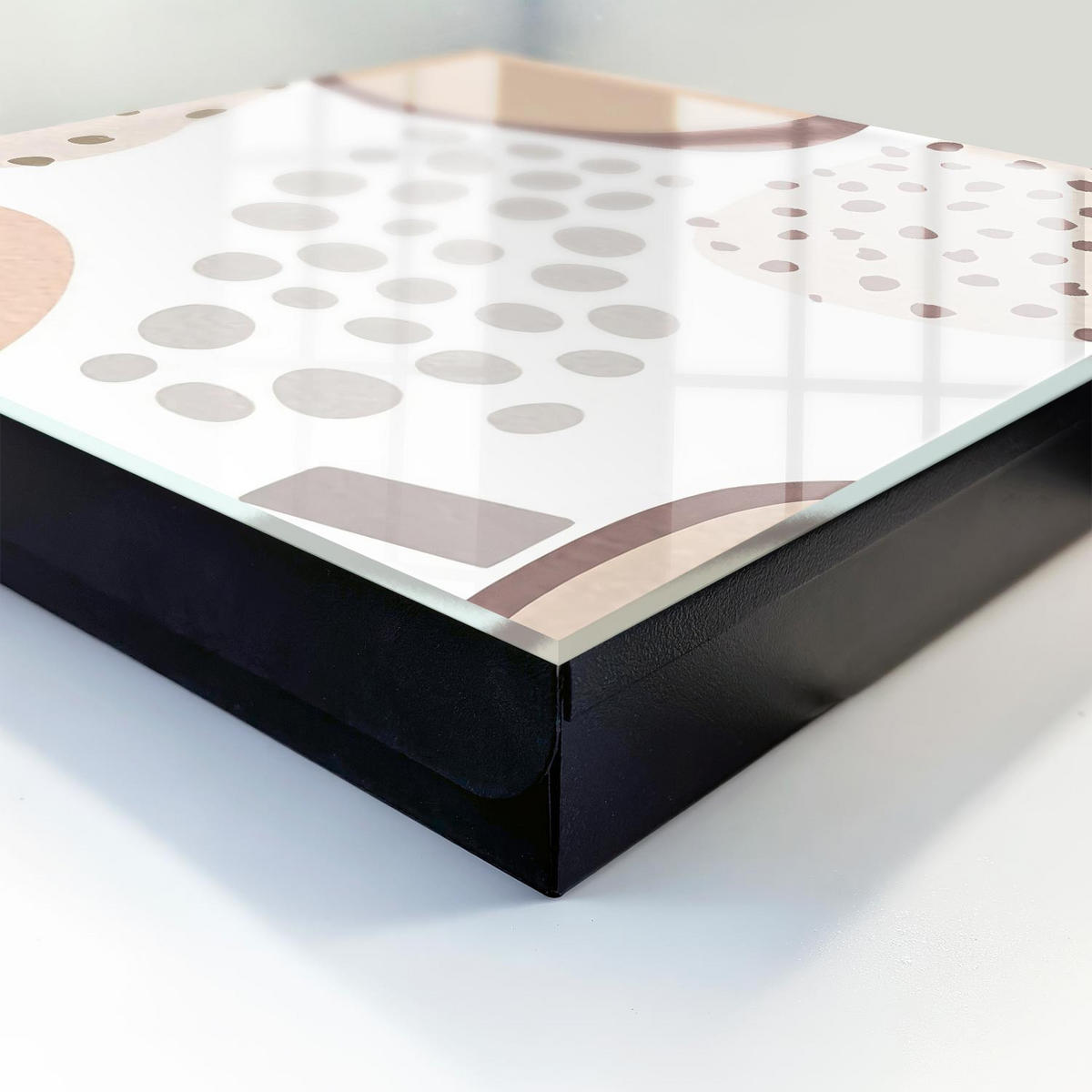 SCHLÜSSELBOX Schwarz 30x30 cm- Türöffnung nach rechts - Organische Formen - Beige, Metall (30/30/5cm) - TULUP