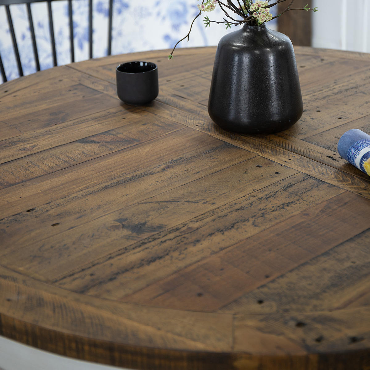 ESSTISCH mit Ausziehfunktion - recycelter Kiefer massiv - Kieferfarben, Holz (120/120/79cm) - home24