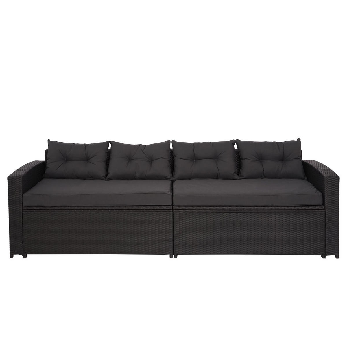 POLY-RATTAN GARNITUR Schwarz, Anthrazit - Anthrazit/Schwarz, Kunststoff - MCW