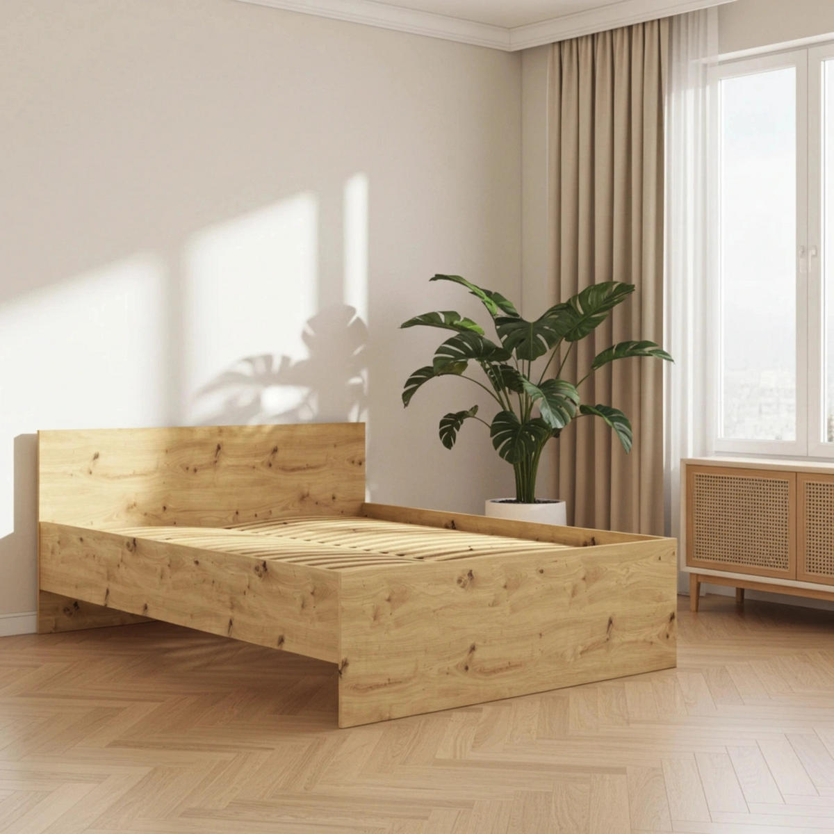 BETT 160x200 cm Eiche Artisan - mit Lattenrost - Modena - Eiche Artisan, Holz - Ravio