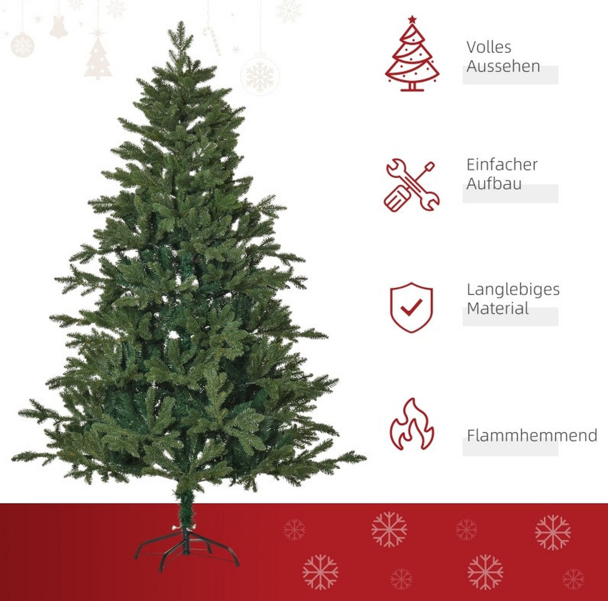 WEIHNACHTSBÄUME 120/120/180 cm grün aus Kunststoff mit 444 Zweigen - Grün, Kunststoff (180cm) - OKWISH