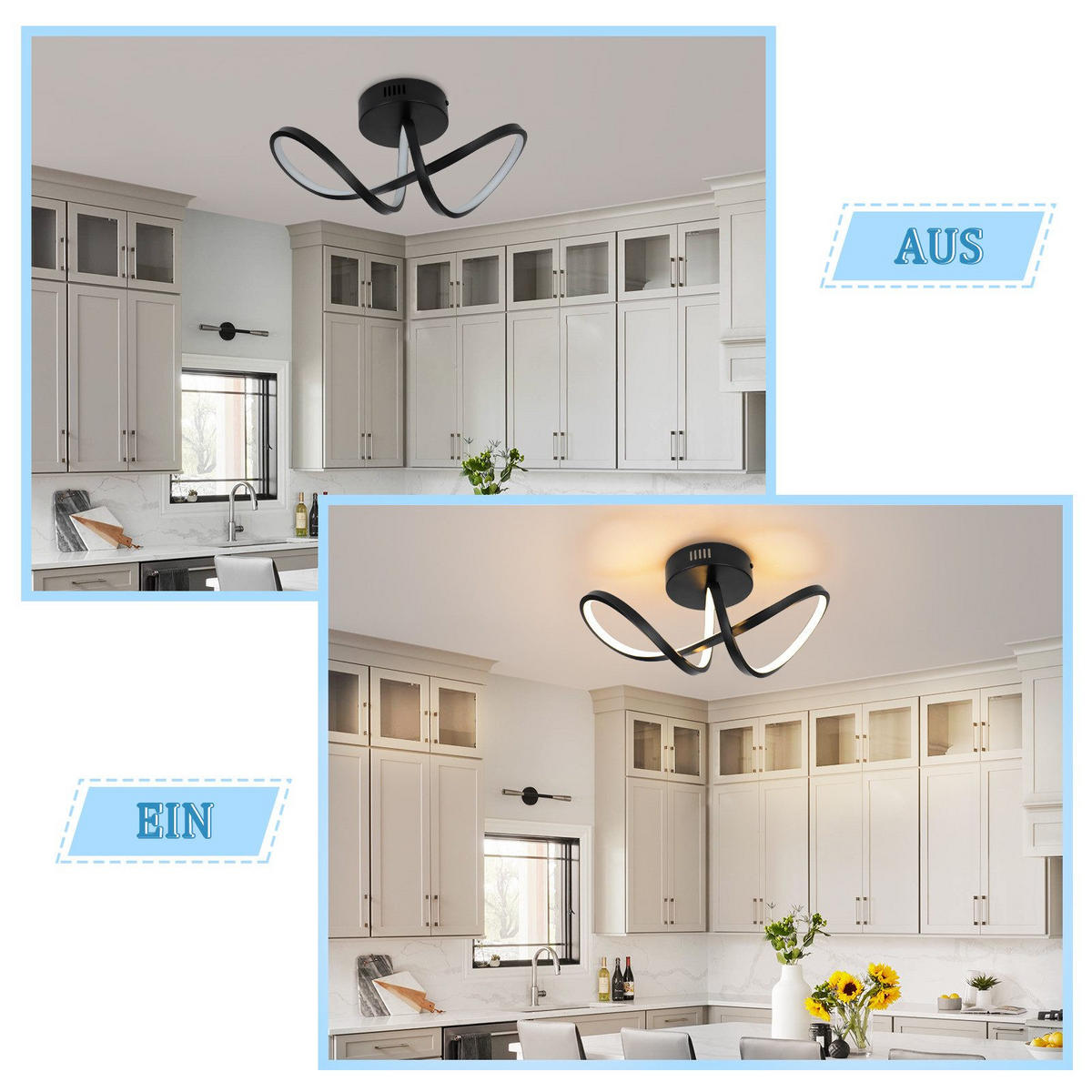 LED-DECKENLEUCHTE Marburg 34/14.5/17 cm - Schwarz, Metall (34/14.5/17cm) - Nettlife