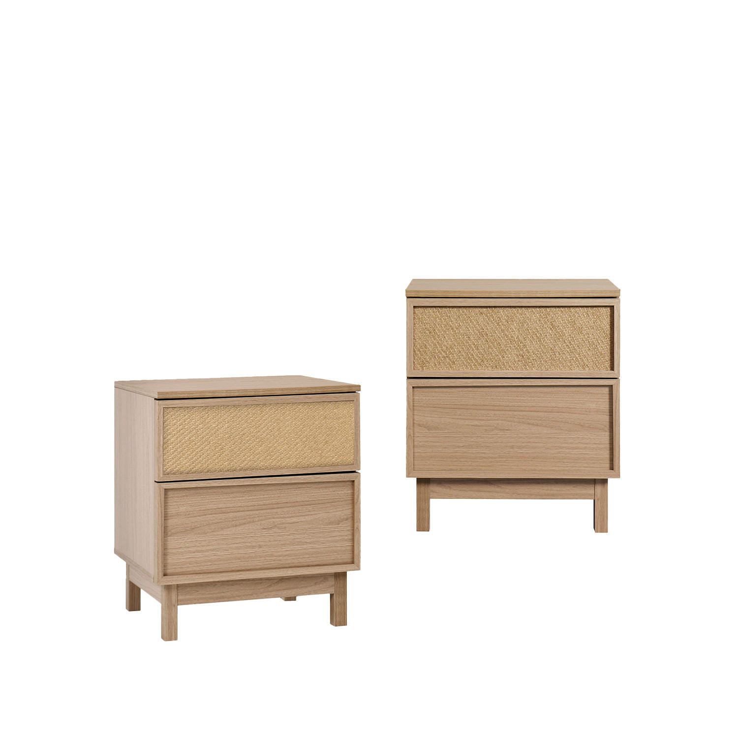 NACHTTISCH 2 SCHUBLADEN Bora Natürlich 48 cm x 55 cm 2er-Set - Naturfarben, Holzwerkstoff (48/55/39cm) - Klast Home