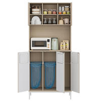 BUFFET 80/35/181 cm Weiß aus MDF mit Mikrowellenfach - Weiß, Holzwerkstoff (80/181/35cm) - OKWISH