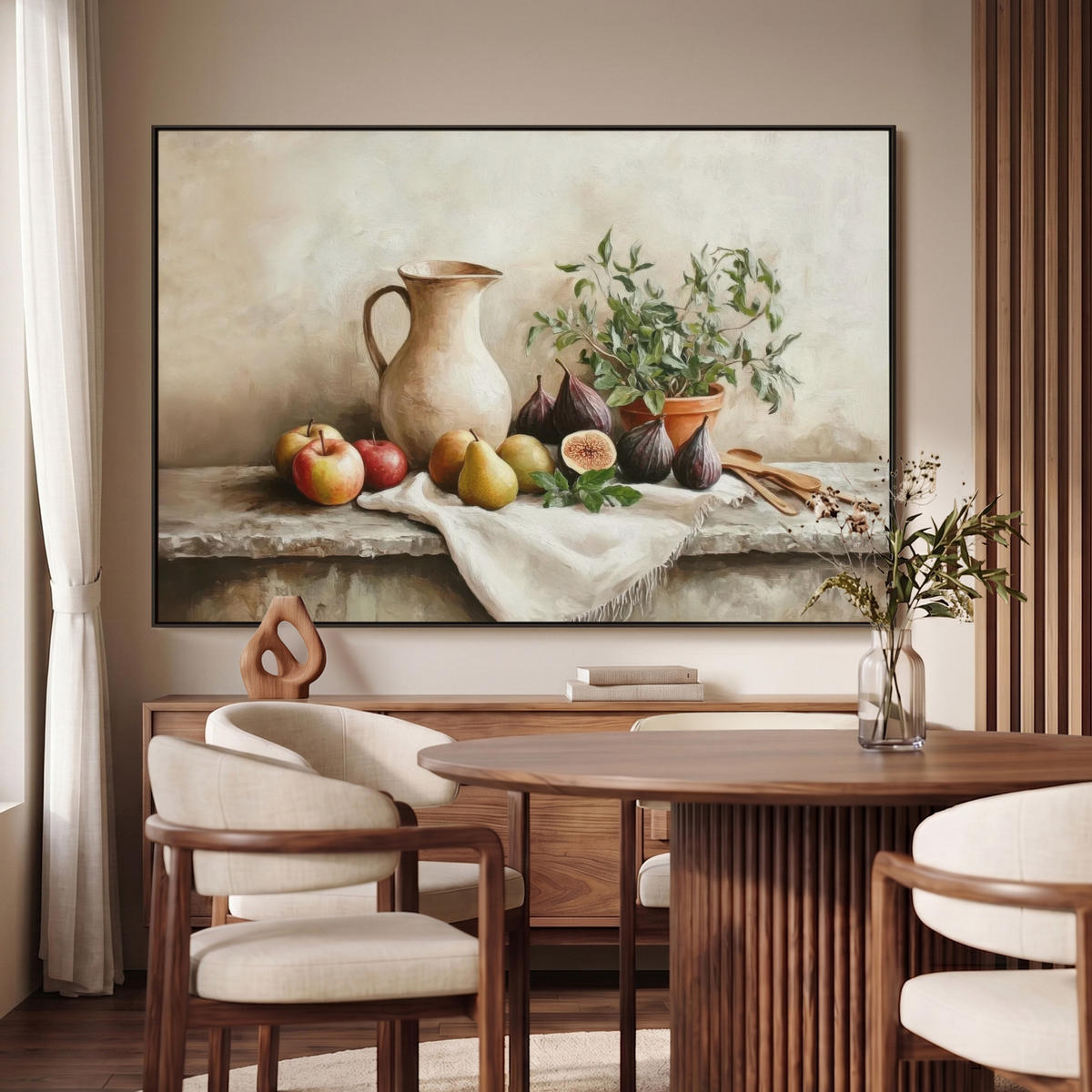 LEINWAND Bilder mit Rahmen - Obst - Kräuter - Ländlich - 150x100 - Naturfarben, Textil (150/100cm) - MuchoWow