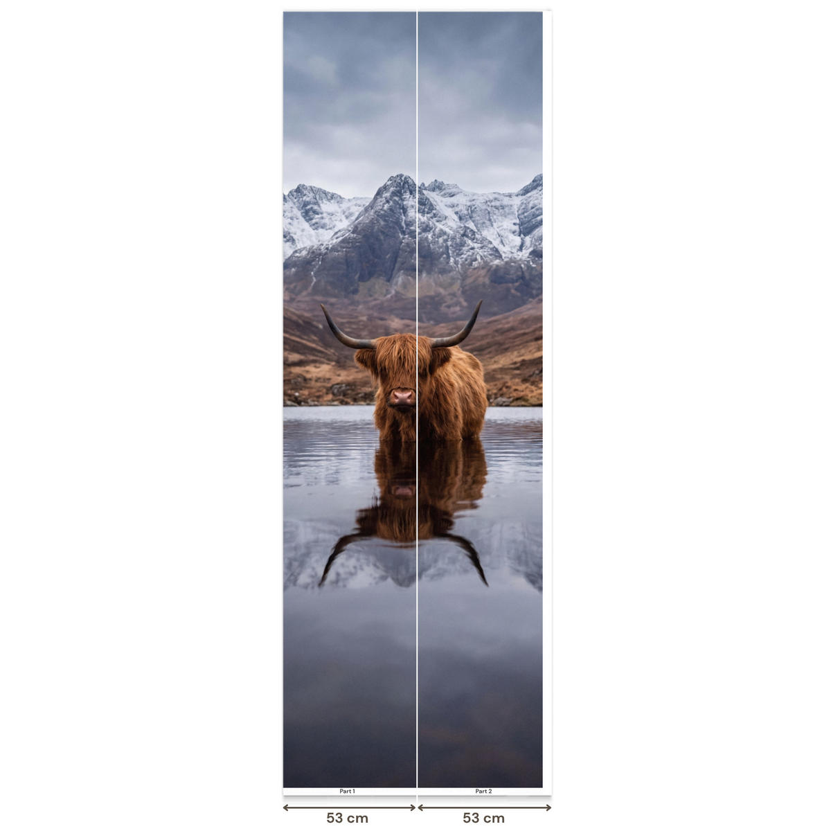 TAPETE - Schottischer Hochländer - Braun - Wasser - 100x300 cm - Braun, Papier (100/300cm) - OnlyWow