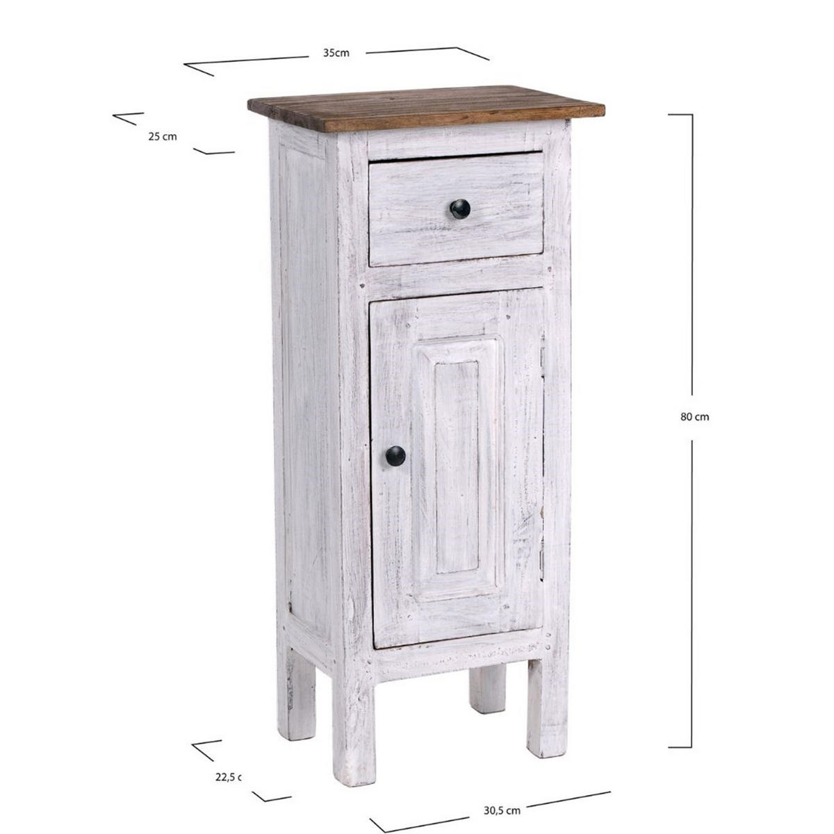 FLURSCHRANK PLANT 80 Mahagoni Recyclingholz, Used Look 05 weiß-natur - Multicolor, Holz (35/80/25cm) - DESIGN DELIGHTS