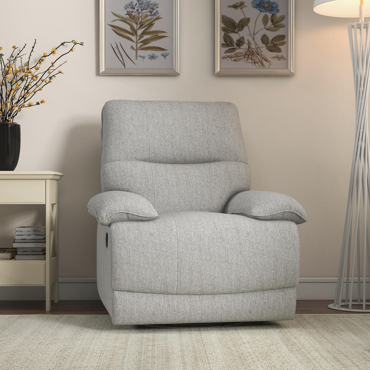 RELAXSESSEL, Hellgrau, Polyester, MDF - Hellgrau, Kunststoff (98/101/89cm) - HOMCOM