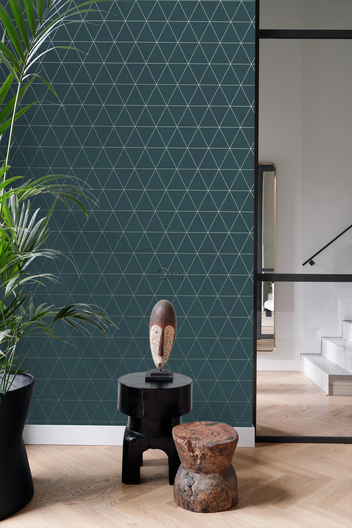 TAPETE grafische Dreiecke 53 cm x 10.05 m - Blau, Papier (53/1000cm) - Origin Wallcoverings