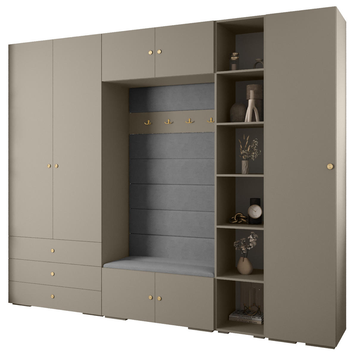 GARDEROBEN-SET 236,7/290/47 - Kaschmir/Goldfarben, Holz/Kunststoff (290/236.7/47cm) - Abiks Möbel