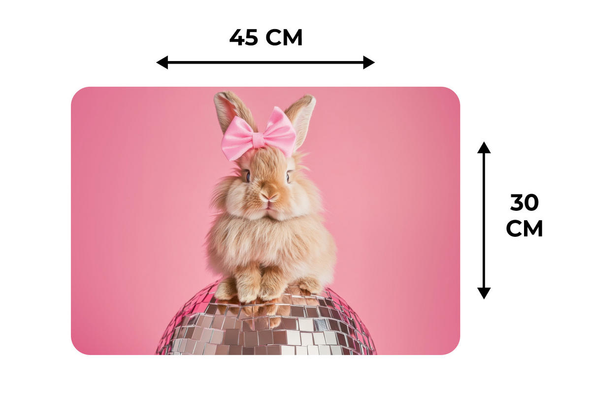 PLATZSETS 6er-Set Schleife - Discoball - Kaninchen Unterlage 45x30 cm - Pink, Kunststoff (0.3/45/30cm) - MuchoWow
