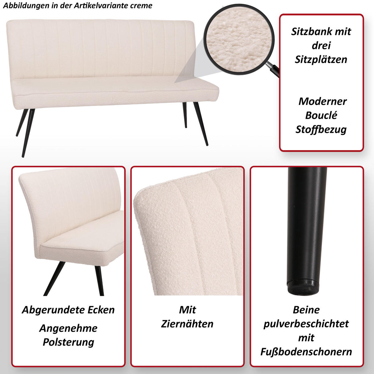 SITZBANK Beige - Beige, Textil (160/90/60cm) - MCW