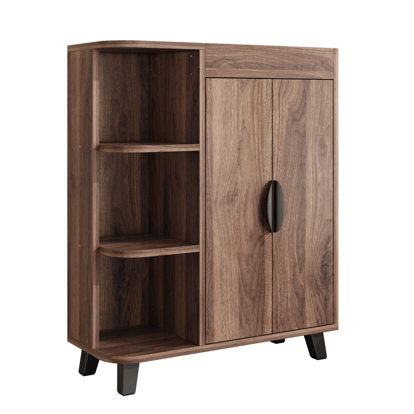 SCHUHSCHRANK Braun in Holzoptik mit offenen Fächern für Flur - Braun, Holz (80/99/32cm) - PARAFTA HOME
