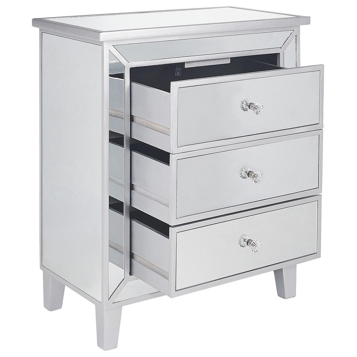 KOMMODE 4 Schubladen Silber Breves - Silberfarben, Glas (60/71/35cm) - Beliani