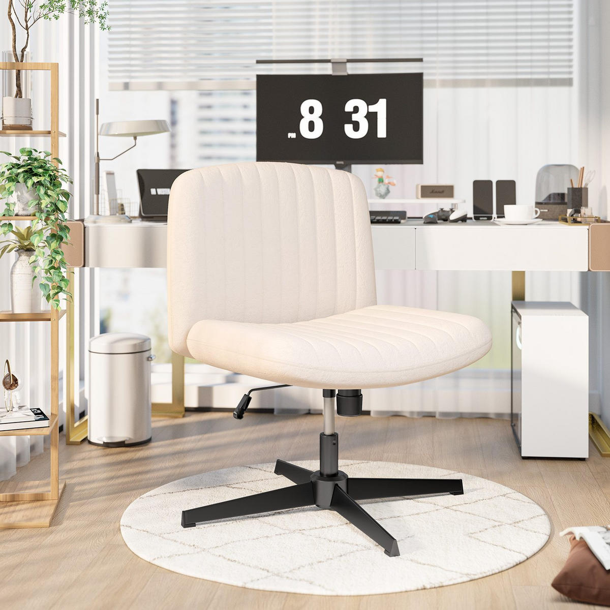 SESSEL Beige Stoff drehbar modern - Gelb, Metall (28.5/55.5/65.5cm) - Rattrix