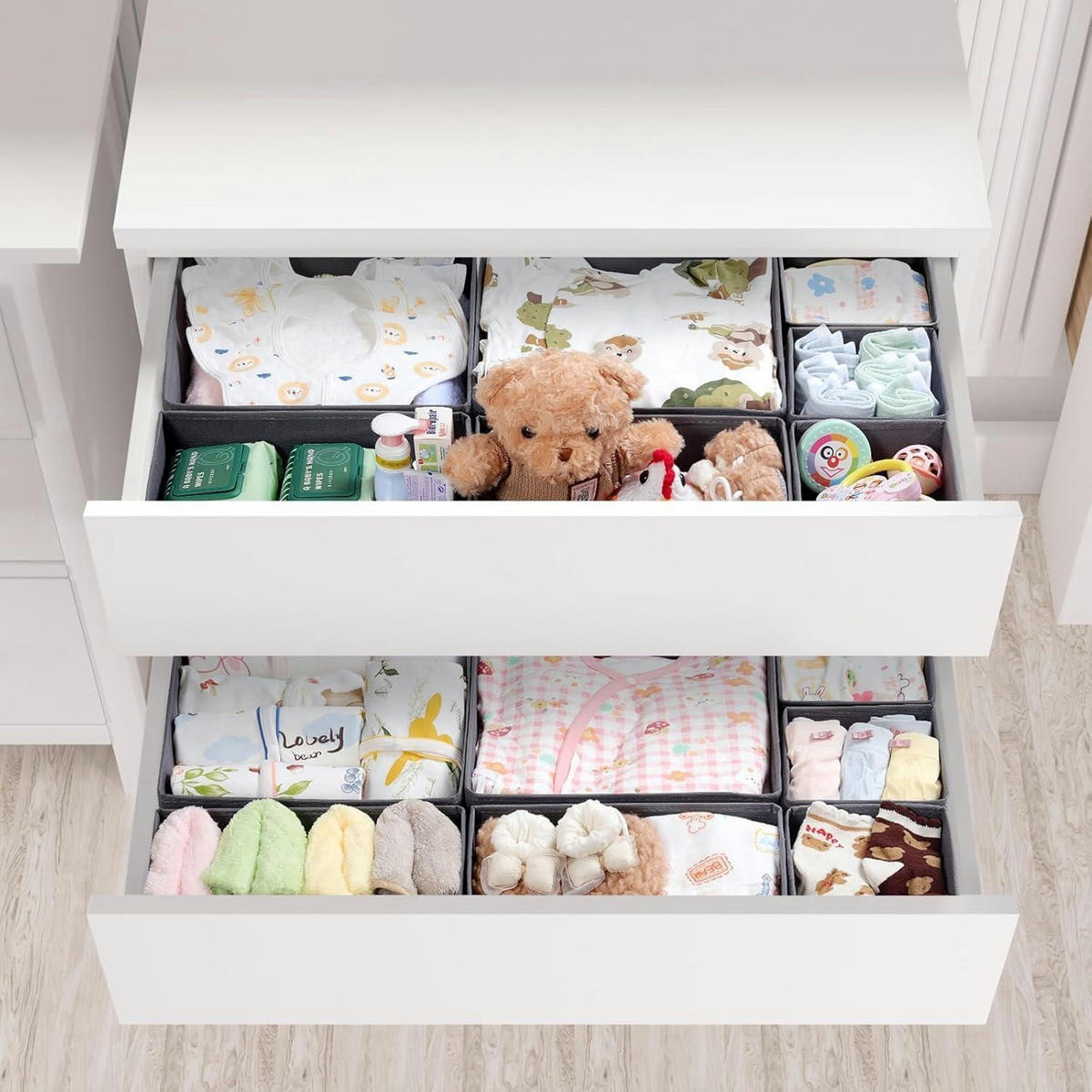 SCHUBLADEN Organizer 14-teiliges Set Grau - Grau, Textil (28/12/42cm)