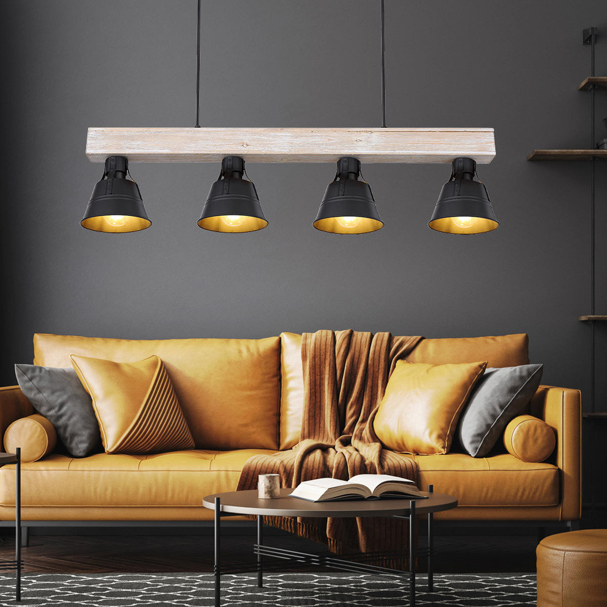 HÄNGELEUCHTE Holz Metall Braun - Braun, Holz (85/14/85cm)