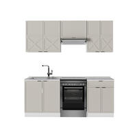 KÜCHENZEILE Fame-Line GrauBeige/Weiß 200 cm, AP Marmor - Weiß/Grau, Holzwerkstoff (200/81.6/60cm) - Vicco