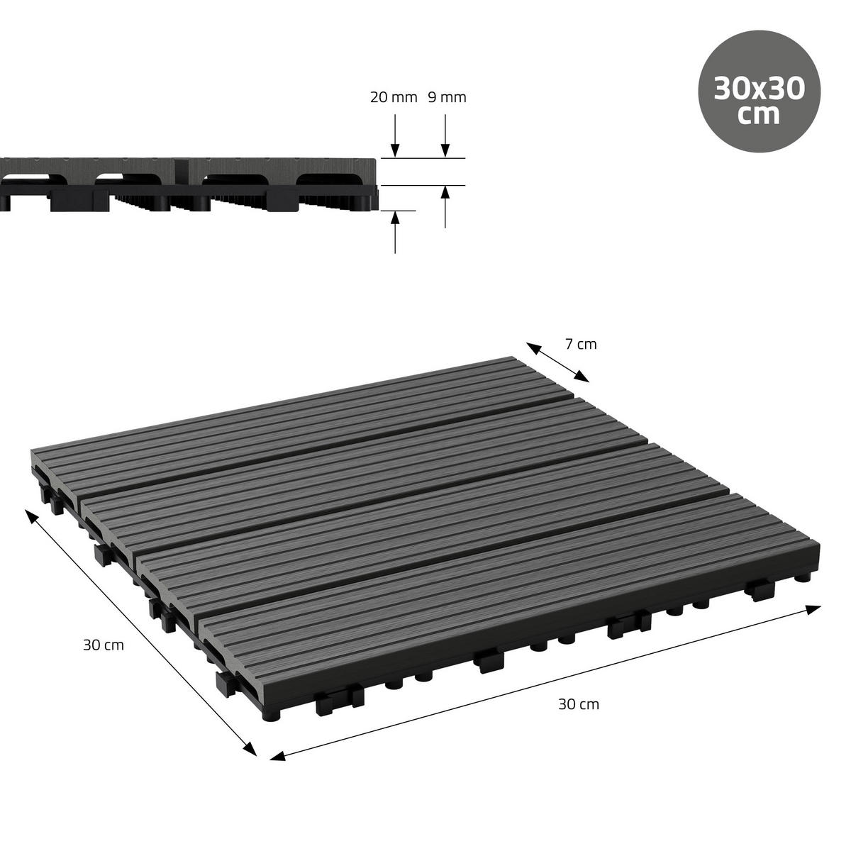 BODENPLATTE 2er Set - Anthrazit, Holzwerkstoff (30/30/2cm) - ECD-Germany