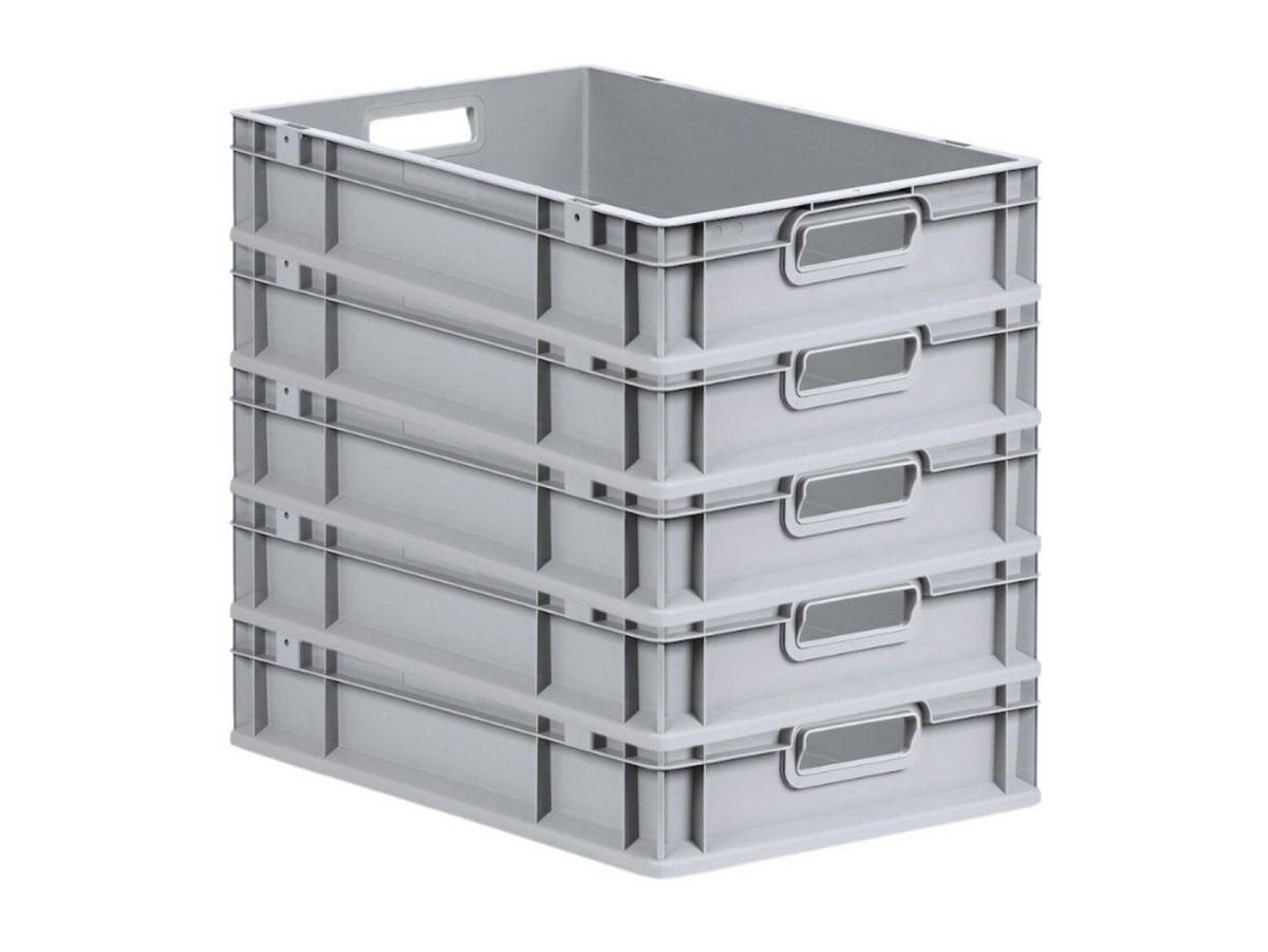 EUROBOX 5x Nextgen Economy Griffe Offen 12x40x60cm 23 Liter - Grau, Kunststoff (40/12/60cm) - PROREGAL