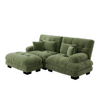 ROHOVÁ sedačka s otomanmi, ženilka, zelená, 220/145 cm - zelená, textil (145/220cm) - Flora Grace