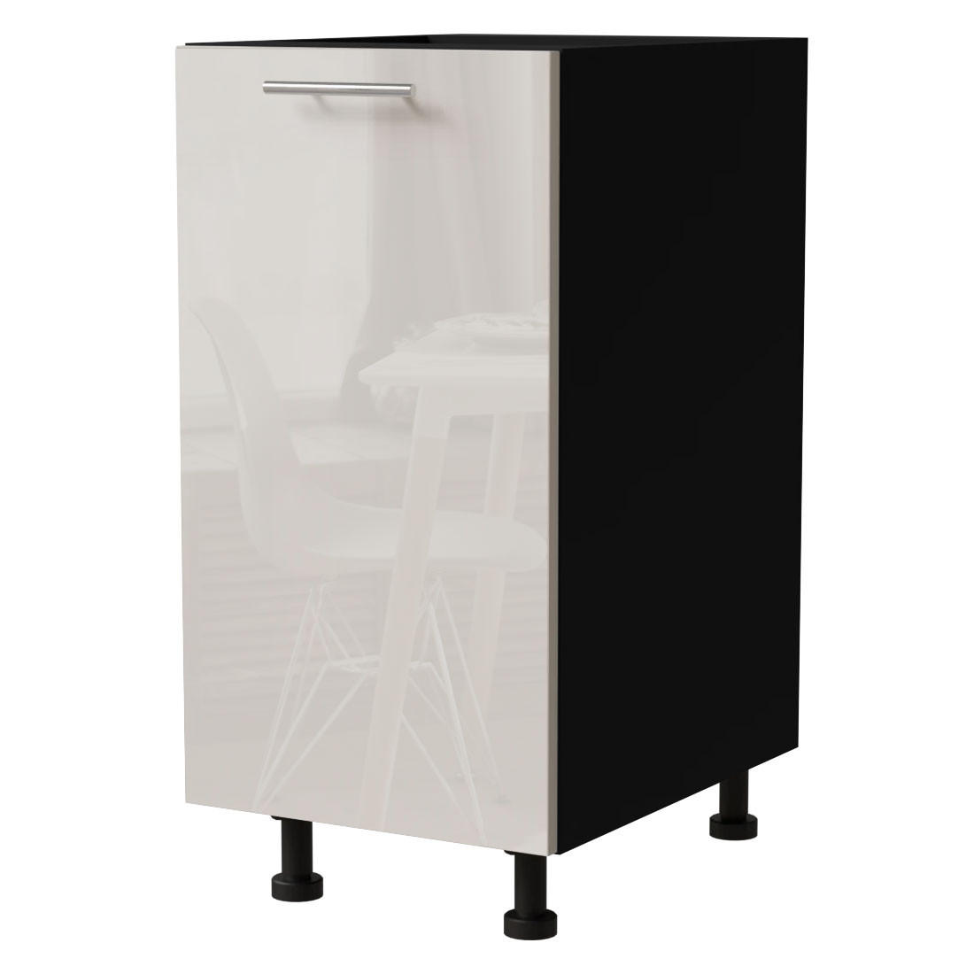 Feldmann-Wohnen Küchenunterschrank Creme, Schwarz 40x82x50 cm