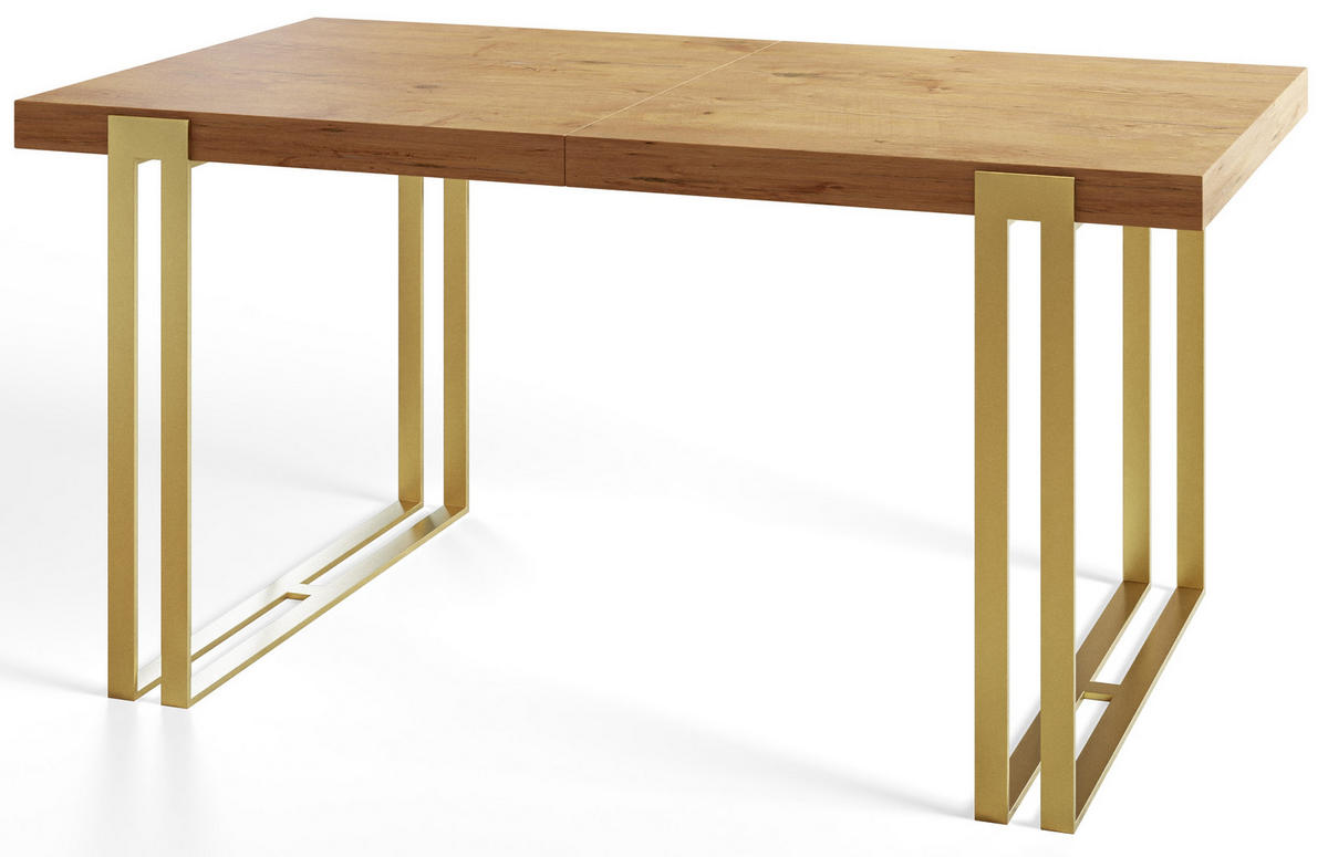 ESSZIMMERTISCH ROSA, ausziehbarer Tisch 120-220X80X77 cm, Farbe: LANCELOT, mit Metallbeinen in Farbe Gold - Beige/Goldfarben, Holzwerkstoff (120/80/77cm) - Alpi-Möbel