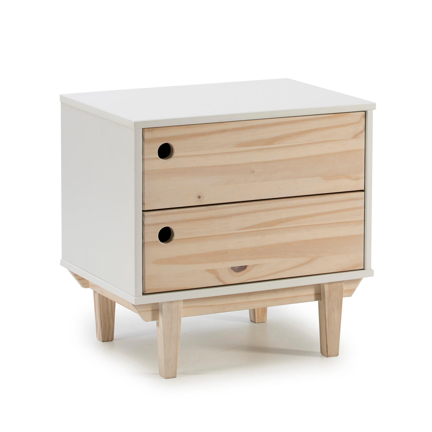 NACHTTISCH Roma 2 Schubladen Weiß - Weiß, Holz (50/49/35cm) - VS Venta-stock