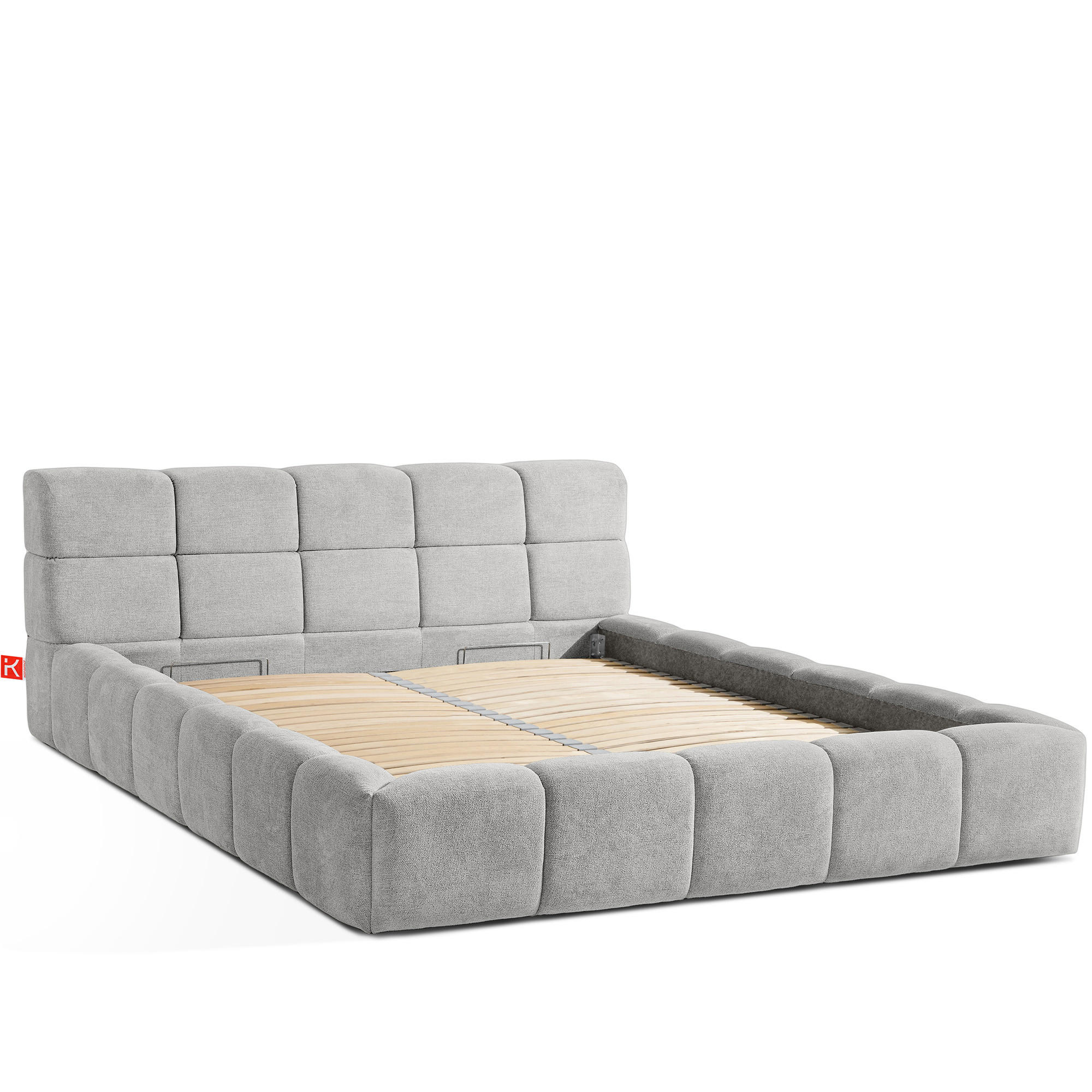 POLSTERBETT AERI 140/160/180/200 mit Rahmen und Bettkasten, hellgrau - Hellgrau, Holz/Holzwerkstoff (180/200cm) - KONSIMO®
