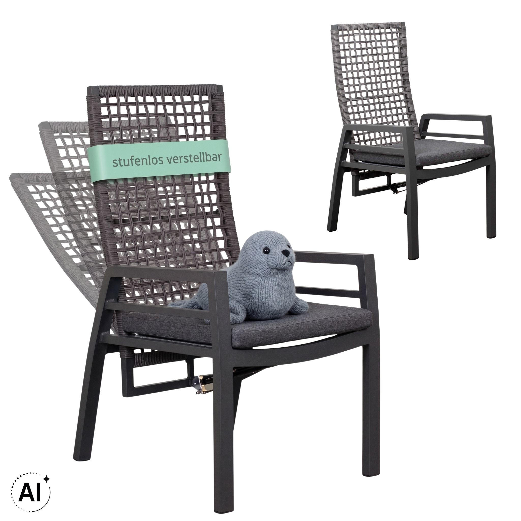 GARTENSTUHL Lucena 2er Set - Grau, Metall (60/109/67cm) - Mr. Deko