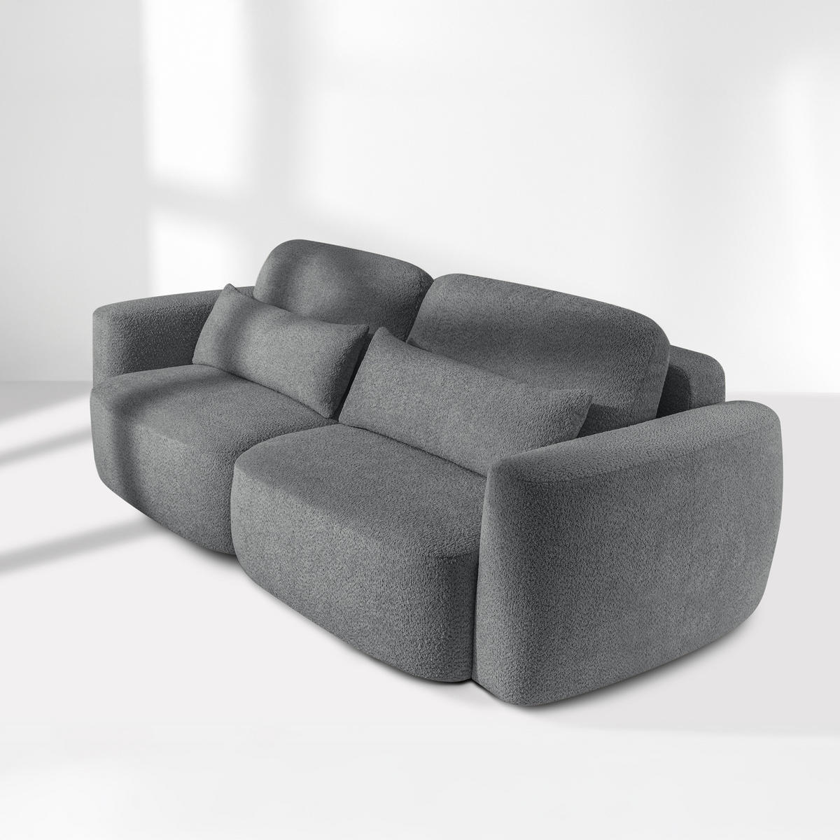 SOFA 3 ELOSA - Dunkelgrau, Holz/Textil (245/85/115cm) - KONSIMO®