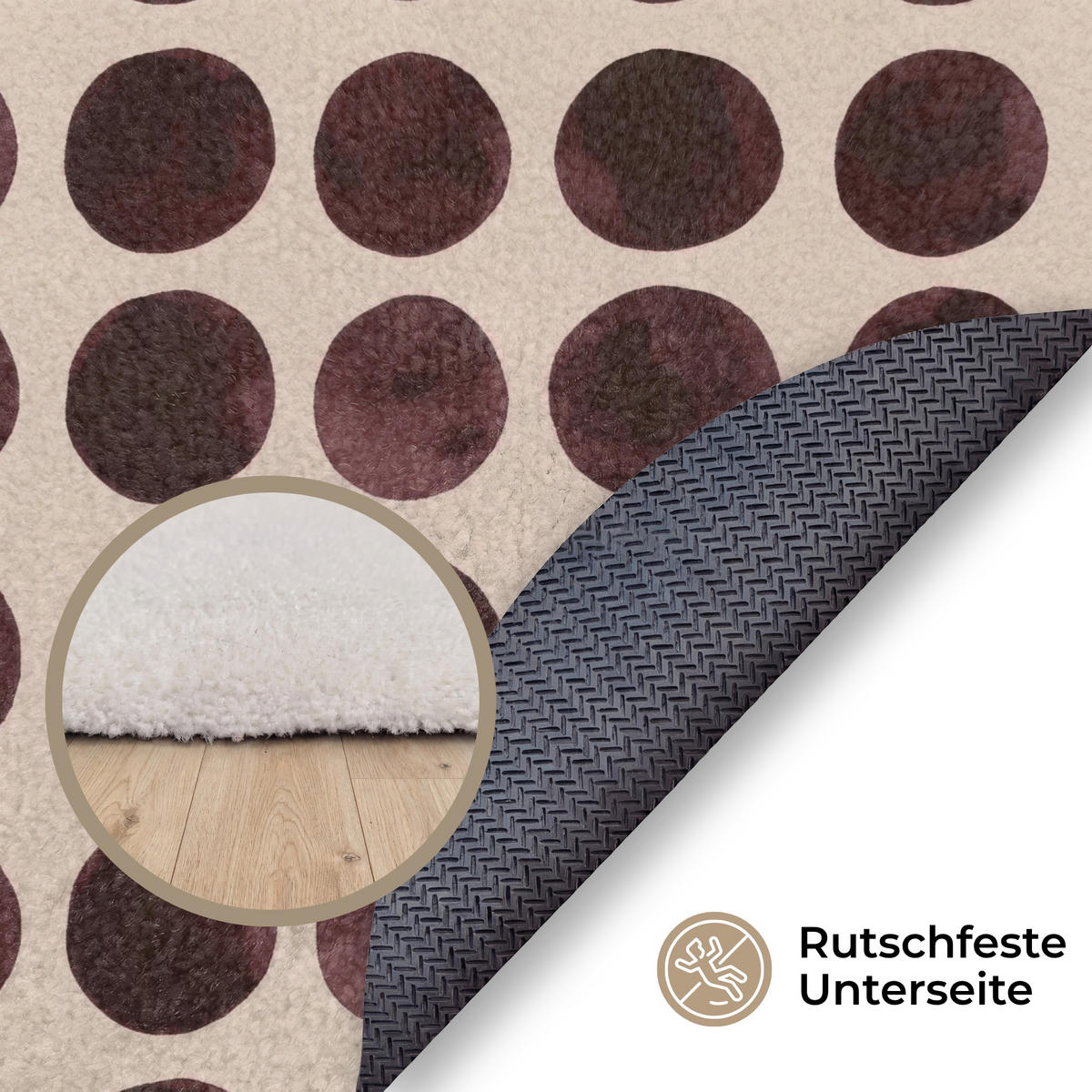 KOBERCE - Bodky - Vzor - Hnedý - 150x150 cm - tmavohnedá, textil/plast (150/0.4cm) - OnlyWow