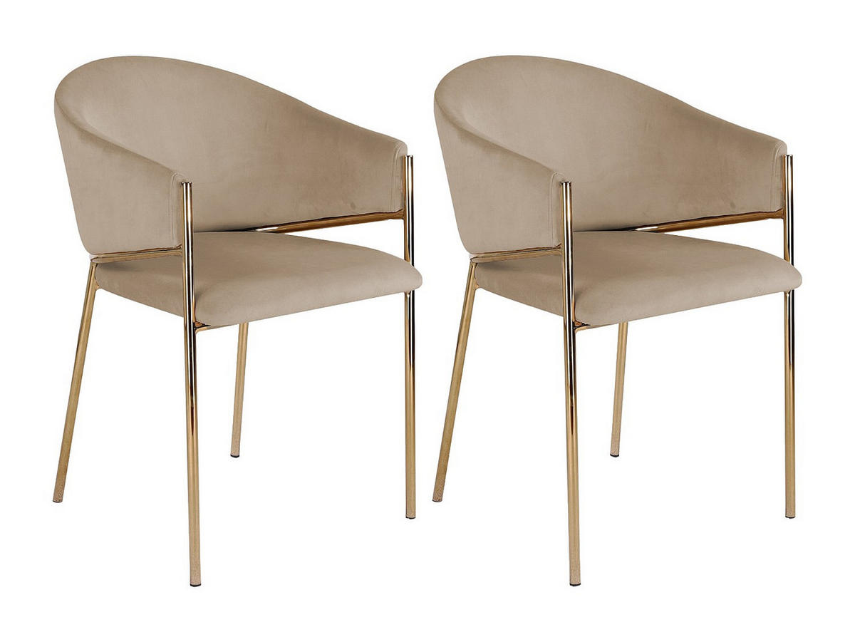 STUHL - 53 x 61 - samt - beige Ordida - Beige, Textil/Metall (53/80/61cm) - Vente-Unique
