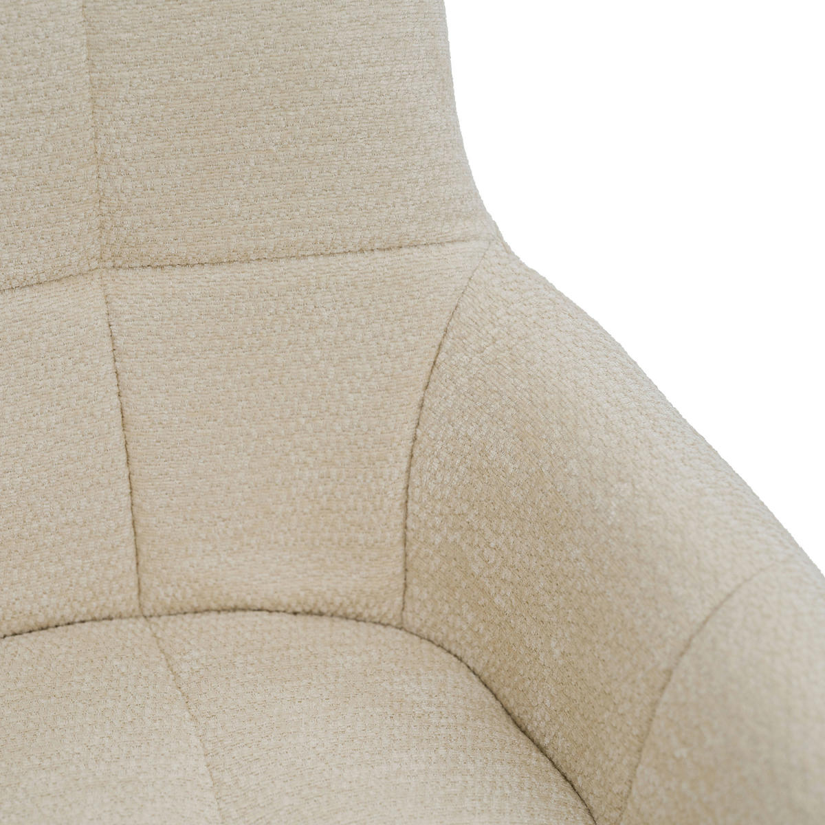 STUHL FUNO drehbar gepolsterter mit Steppung - creme - Chenille - Creme/Schwarz, Textil/Metall (58/87/60cm) - NEW HOME
