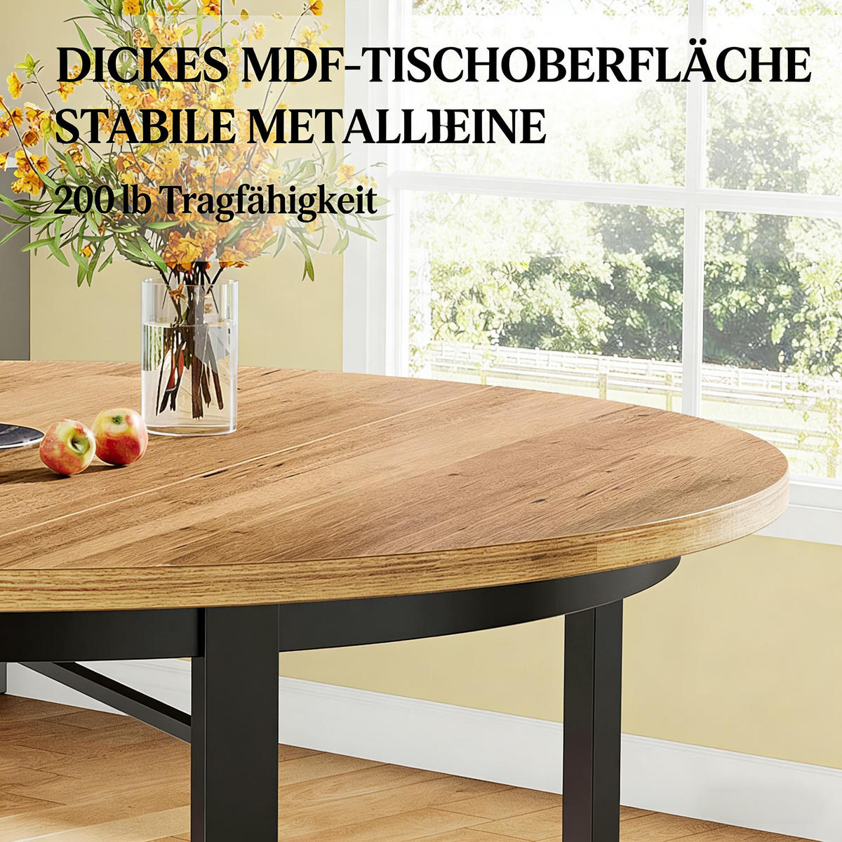 ESSTISCH Braun 118.5/118.5/76 cm - Schwarz, Holz (118.5/118.5/76cm) - PANGIVO
