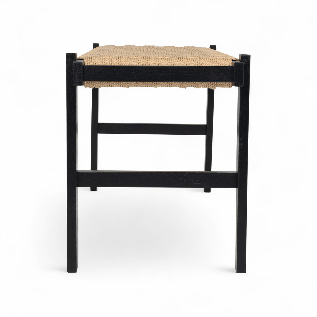 SITZBANK 110/38/47 cm Rattan / Eiche Schwarz - Beige/Schwarz, Holz/Papier (110/47/38cm) - Furnhouse