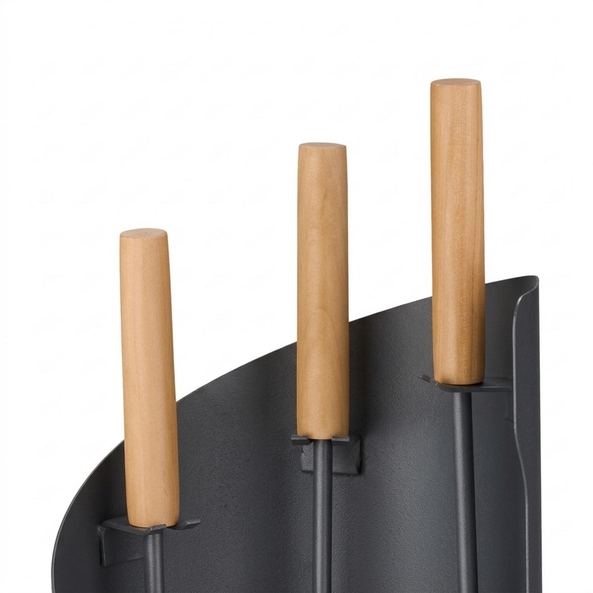 KAMINBESTECK Grau Natur 4-teiliges-Set mit Ständer - Grau, Holz/Metall (20/57/20cm) - Relaxdays